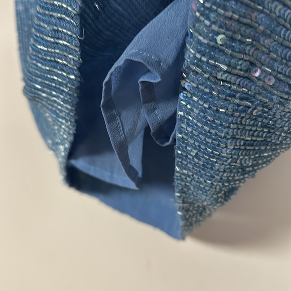 INC Glass beaded  and sequined silk skirt, lovely heaviness, Ice Blue,  Lined, 6 - Picture 8 of 8